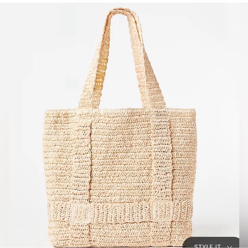 LOFT Beige Woven Straw Tote